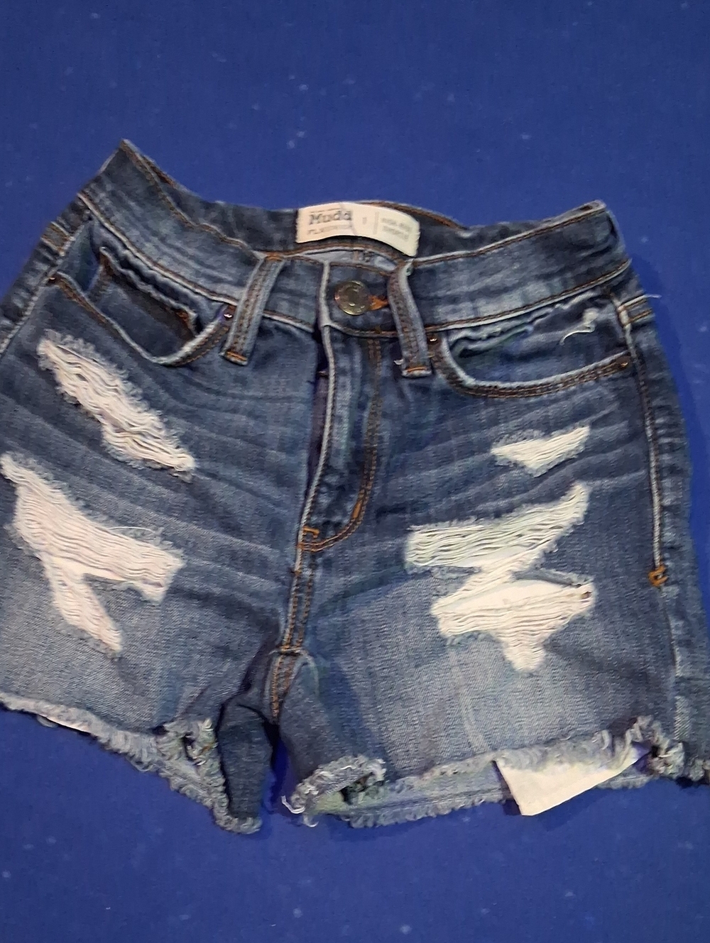 Mudd Medium Blue Distressed Denim Cutoff Shorts